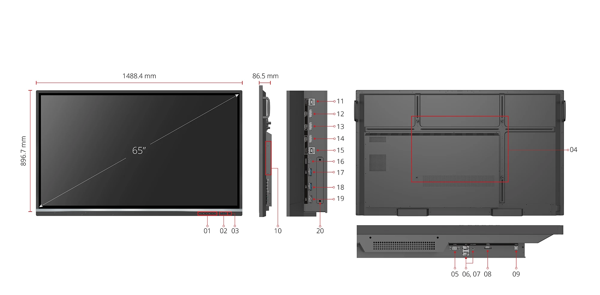 Tabla interactiva/Display interactiv LED ViewSonic Smart IFP6550-5F Touchscreen 65 inch UHD 3840x2160 USB-C [2]