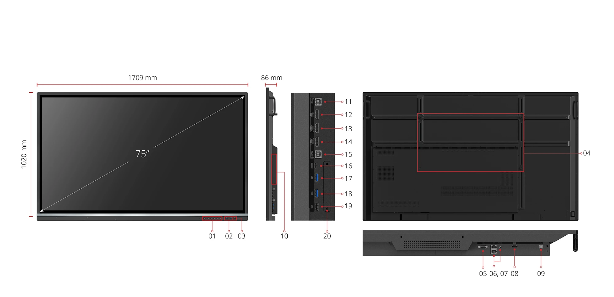 Tabla interactiva / Display interactiv LED ViewSonic Smart IFP7550-5F Touchscreen 75 inch UHD 3840x2160 USB-C [2]