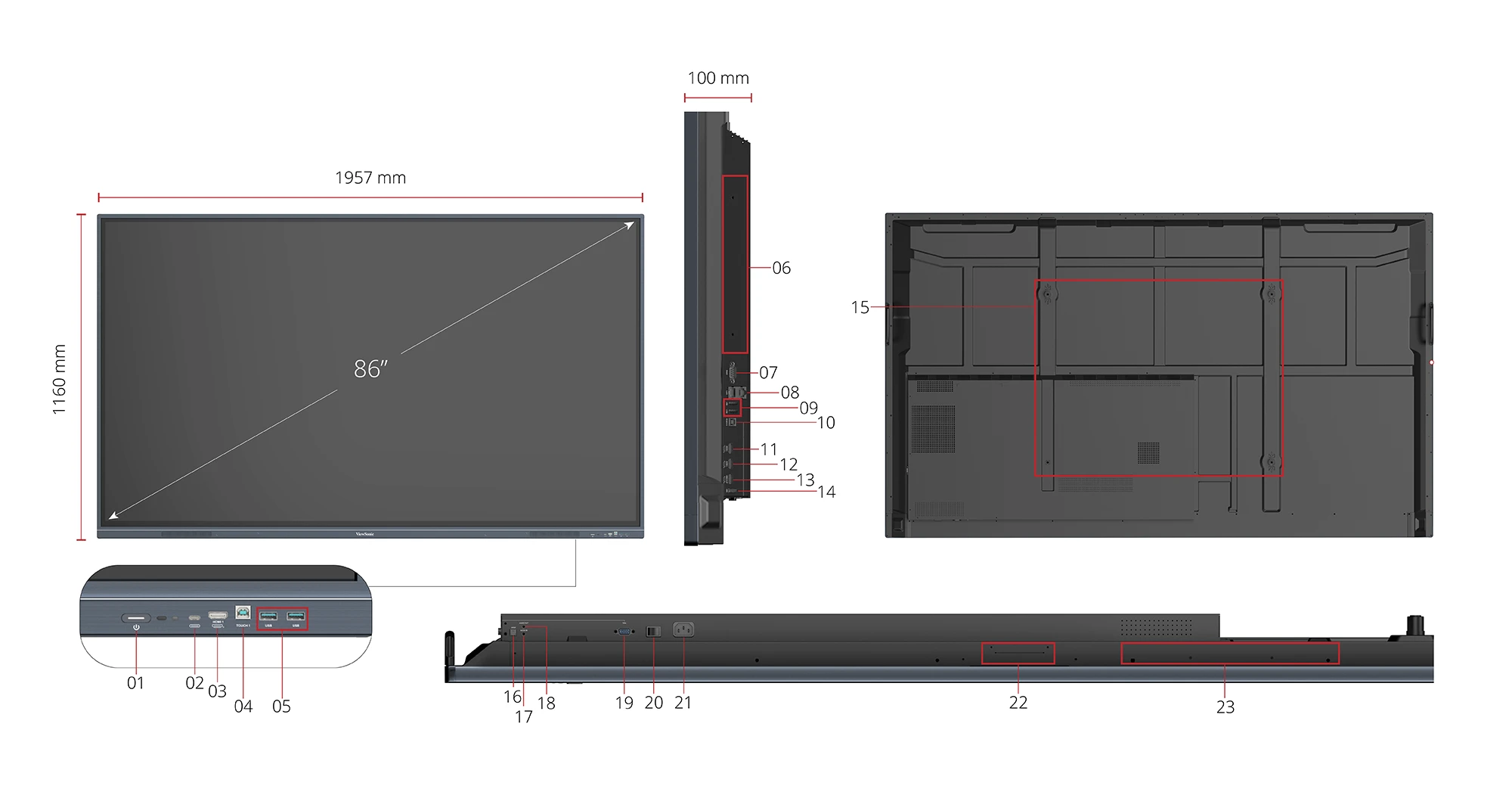 Tabla interactiva/Display interactiv LED ViewSonic Smart IFP8633-G Touchscreen 86 inch UHD 3840x2160 USB-C [2]