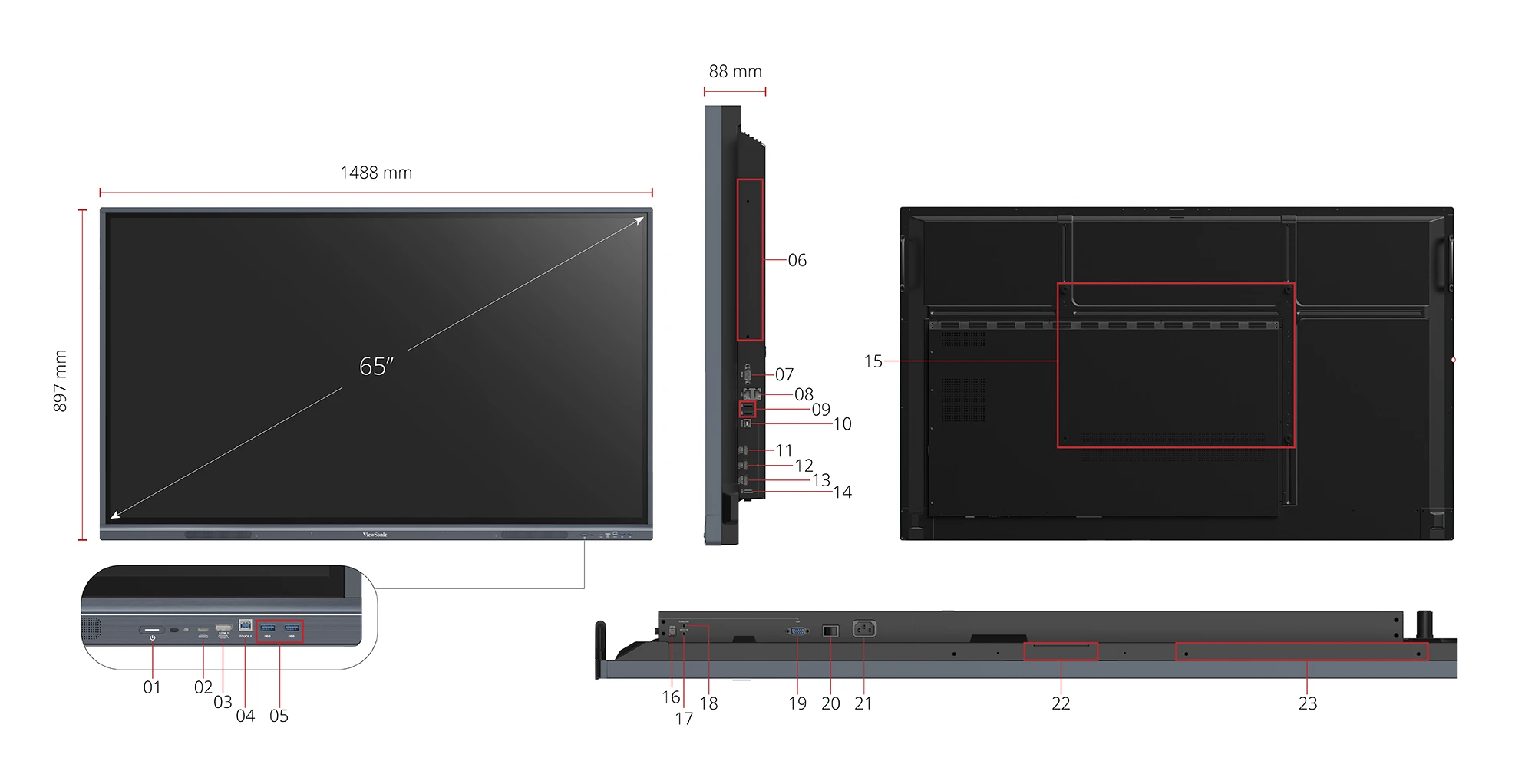 Tabla interactiva / Display interactiv ViewSonic IFP6533 Touchscreen, 65", Ultra HD 4K, 4GB DDR4, 32 GB [2]