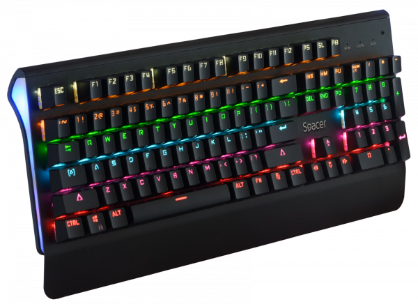 TASTATURA MECANICA SPACER USB, switch-uri mecanice albastre, 50 mil. apasari, 104 taste, anti-ghosting 26 taste, anti-spill, black, "SPKB-MK-01" (include timbru verde 0.5 lei) [2]