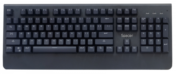 TASTATURA MECANICA SPACER USB, switch-uri mecanice albastre, 50 mil. apasari, 104 taste, anti-ghosting 26 taste, anti-spill, black, "SPKB-MK-01" (include timbru verde 0.5 lei) [4]