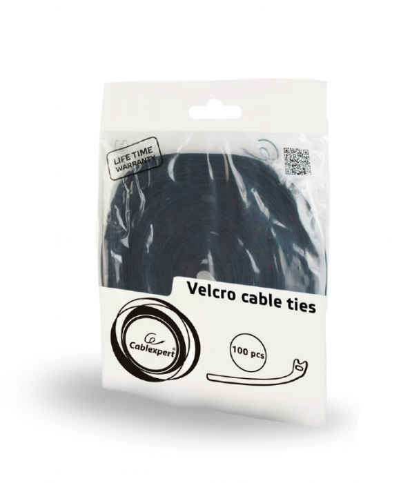 TILE prindere cablu GEMBIRD, 100pcs., 210*12 mm, din Velcro, black, "VT-210x12" [2]