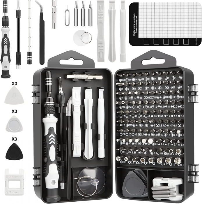 TRUSA REPARATII smartphone, SPACER, functii: insurubare si reparat, 122 produse: 101 capete de surubelnita, surubelnita clasica, penseta si clipsuri deschidere telefon "SPRT-PHONE-122" [3]