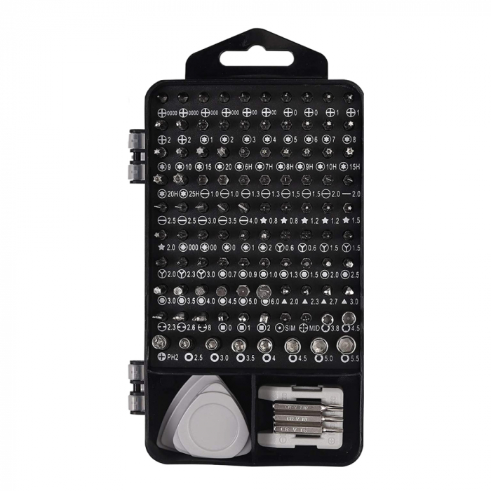 TRUSA REPARATII smartphone, SPACER, functii: insurubare si reparat, 122 produse: 101 capete de surubelnita, surubelnita clasica, penseta si clipsuri deschidere telefon "SPRT-PHONE-122" [2]