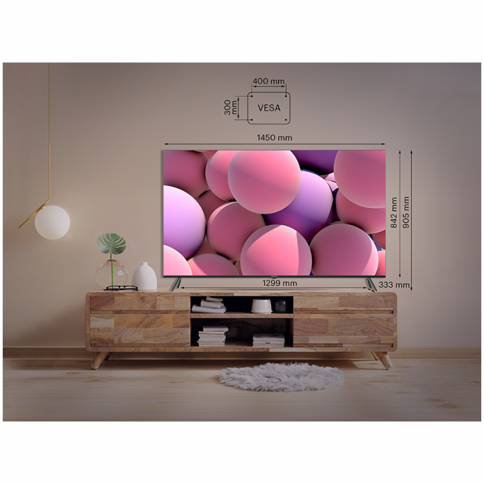 65', UHD, Google Android TV, Black, 3840x2160, 60 Hz, , 2x12W, 111 kWh/1000h , BT5, HDMI ports 4, 24 months [5]