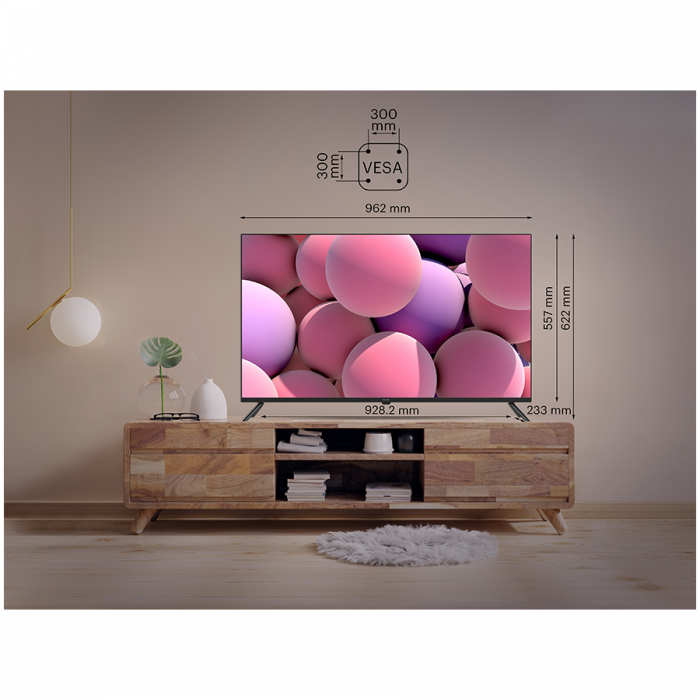 43', UHD, Google Android TV, Black, 3840x2160, 60 Hz, , 2x10W, 53 kWh/1000h , BT5, HDMI ports 4, 24 months [9]