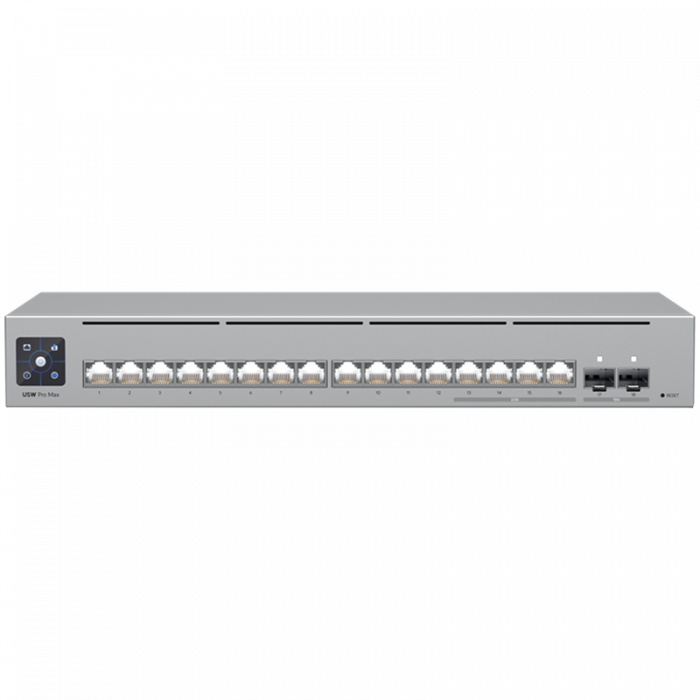 Ubiquiti 16-port, Layer 3 Etherlighting switch 2.5 GbE and versatile mounting options, 4x 2.5 GbE RJ45 ports, 12x GbE RJ45 ports, 2x 10G SFP+ ports [1]