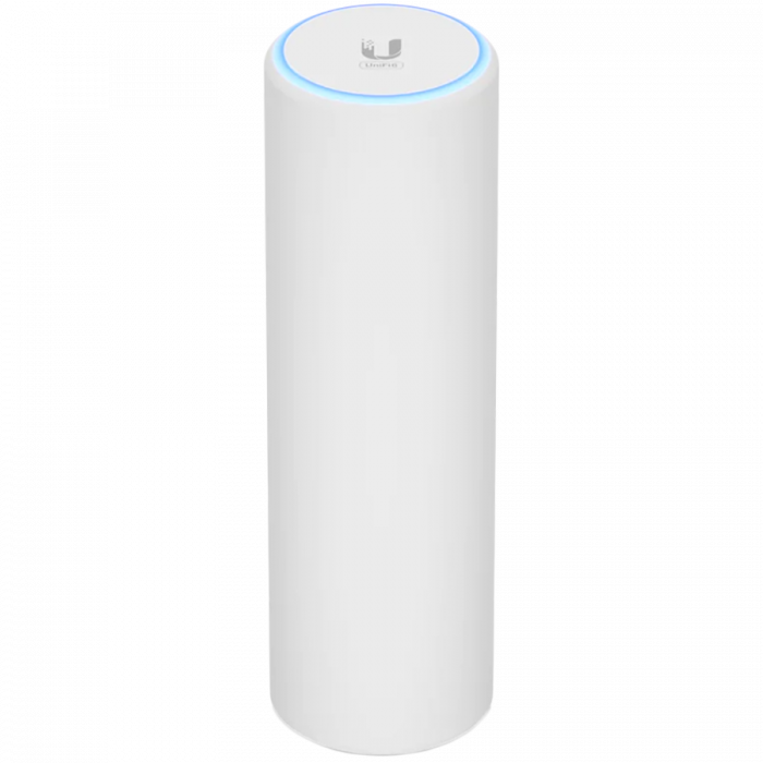 Ubiquiti U6-MESH indoor/outdoor WiFi 6 access point designed for mesh applications, 140 m2 coverage, 300+ connected devices, 4x4 MIMO, IPX5, 573.5 Mbps on 2.4 GHz and 4.8 Gbps on 5 GHz, PoE adapter in [2]