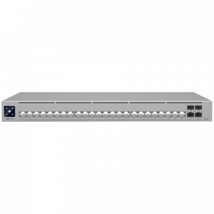 Ubiquiti Layer 3 Etherlighting USW-PRO-HD-24-POE-EU (22) 2.5 GbE, (2) 10 GbE PoE++ ports, (4) 10G SFP+ ports, DC power backup ready [1]