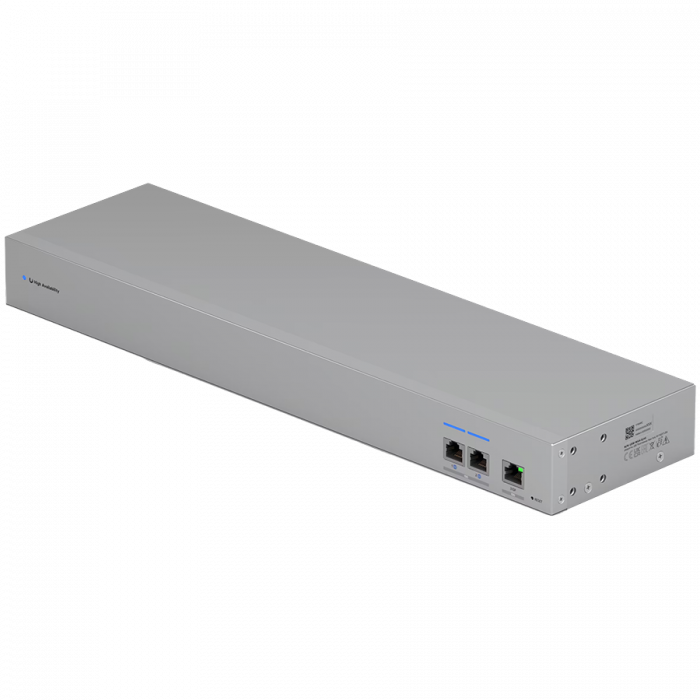 Ubiquiti WAN Switch USW-WAN-RJ45-EU 10 GbE linking two Shadow Mode High Availability UniFi Gateways to a single ISP [1]