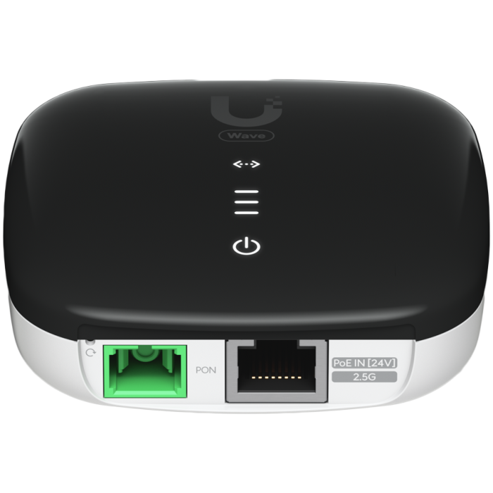 Ubiquiti Wave-Fiber-ONU-20 A GPON optical network unit with a 2.5 GbE port that delivers 1.2 Gbps uplink / 2.5 Gbps downlink speeds at distances up to 20 km [2]