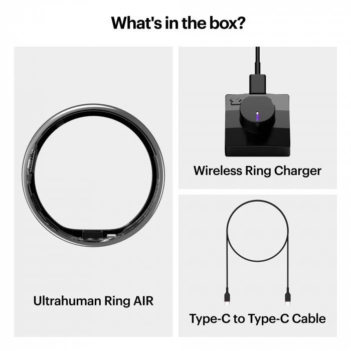 Ultrahuman Ring Air - Smart Ring, Charger, USB Cable / Size-08- Air_Silver [2]