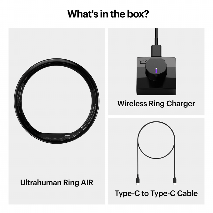 Ultrahuman Ring Air - Smart Ring, Charger, USB Cable / Size-10- Aster_Air_Black [4]