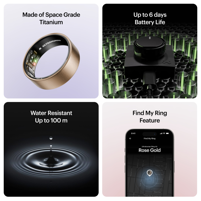 Ultrahuman Ring Air - Smart Ring, Charger, USB Cable / Size-10- Brushed_Rose_Gold [7]