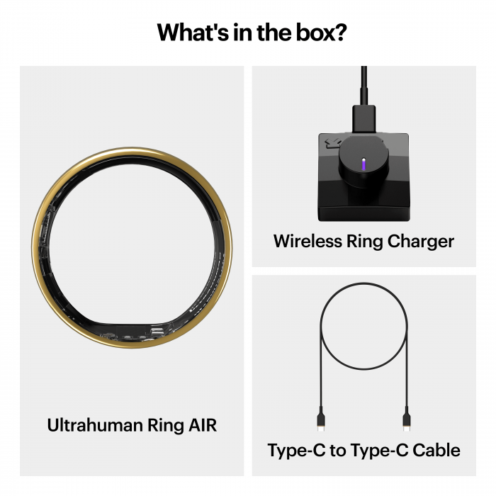 Ultrahuman Ring Air - Smart Ring, Charger, USB Cable / Size-14- Air_Gold [3]