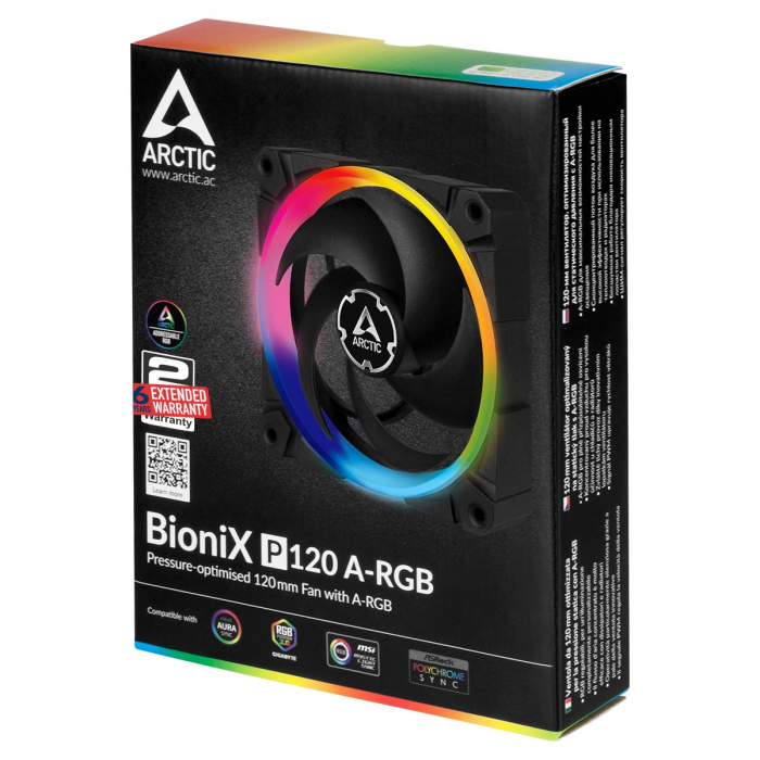 VENTILATOR ARCTIC PC 120x120x25 mm, \\"BioniX P120 A-RGB\\", low noise FD bearing, high static pressure \\"ACFAN00146A\\" [6]