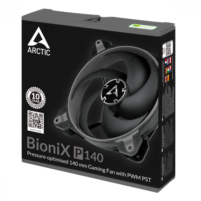 VENTILATOR ARCTIC PC 140x140x28 mm,  \\"BioniX P140\\", w/ PWM & cablu PST, high static pressure, grey \\"ACFAN00159A\\" [6]