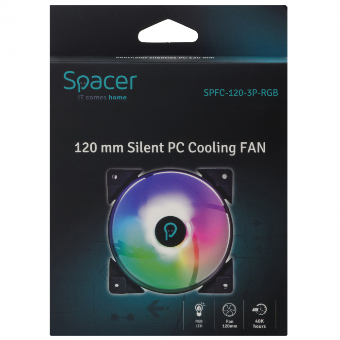 VENTILATOR SPACER PC Silent 120x120x25 mm, ARGB light, posibilitate conectare fan hub, Hydraulic Bearing, 39CFM, conector 3-pin "SPFC-120-3P-RGB" [2]