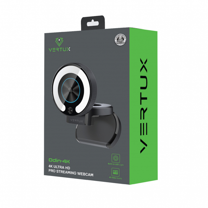 Vertux Gaming Odin-4K Web Camera4k/30fp With LED Light - Black [2]
