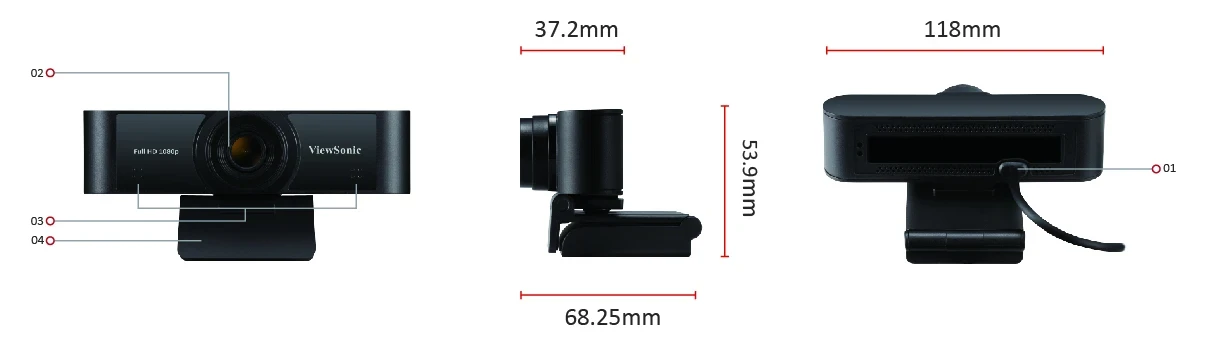 ViewSonic VB-CAM-001 - 1080p Wide-Angle Low-Light USB Camera with Microphone [3]