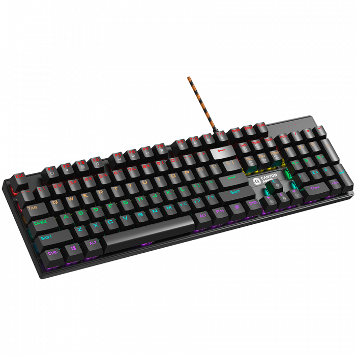 Wired black Mechanical keyboard With colorful lighting system104PCS rainbow backlight LED,also can custmized backlight,1.8M braided cable length,rubber feet,English layout double injection,Numbers 104 [2]