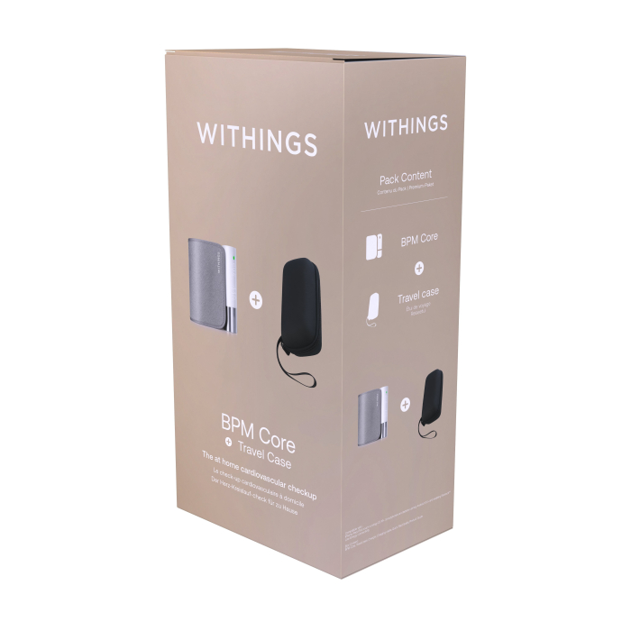 Withings Blood Pressure Monitor Core w Wifi sync, Led screen, ECG sensor, Digital stethoscope (including Travel case for BPM Core) [3]
