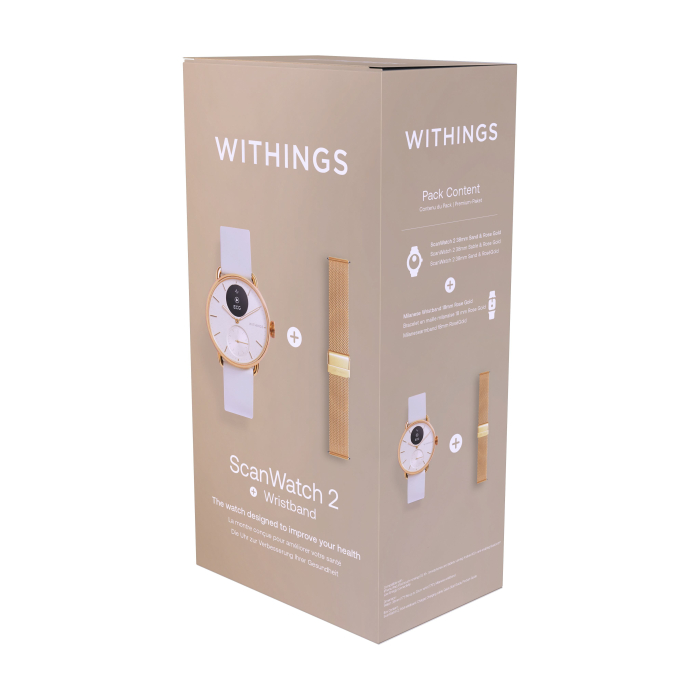 Withings Bundle Scanwatch 2 / 38mm (including Milanese wristband Rose Gold) - Rose Gold [4]