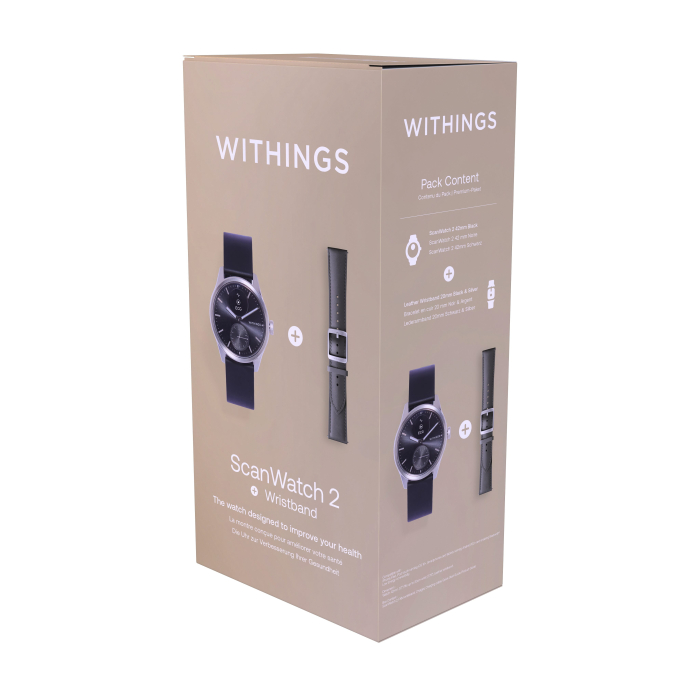Withings Bundle Scanwatch 2 / 42mm (including Leather wristband Black Noir 20mm) - Black [3]