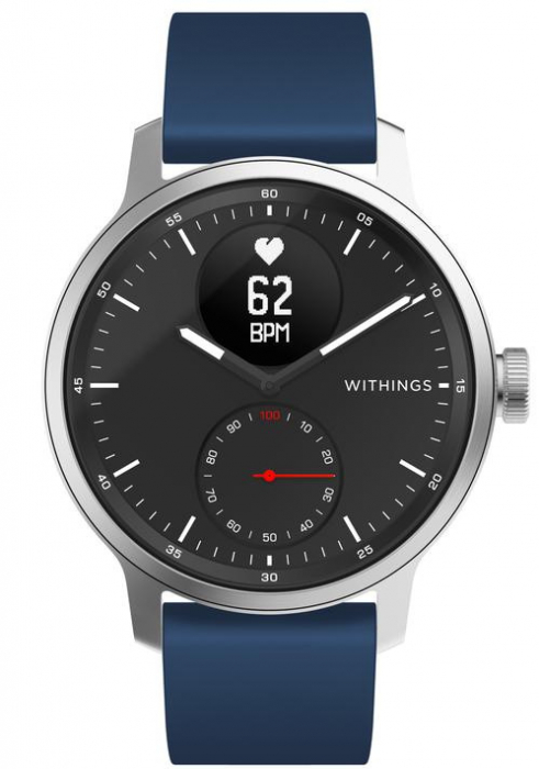 Withings Fluoroelastomer silicone Wristband 20mm w Silver buckle for Scanwatch 42mm, Scanwatch Horizon, Steel HR 40mm, Steel HR Sport - Night Blue [2]