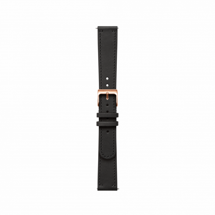 Withings Leather Wristband 18mm w Rose Gold buckle for Scanwatch 38mm, Steel HR 36mm, Withings Move, Move ECG, Steel - Black [3]