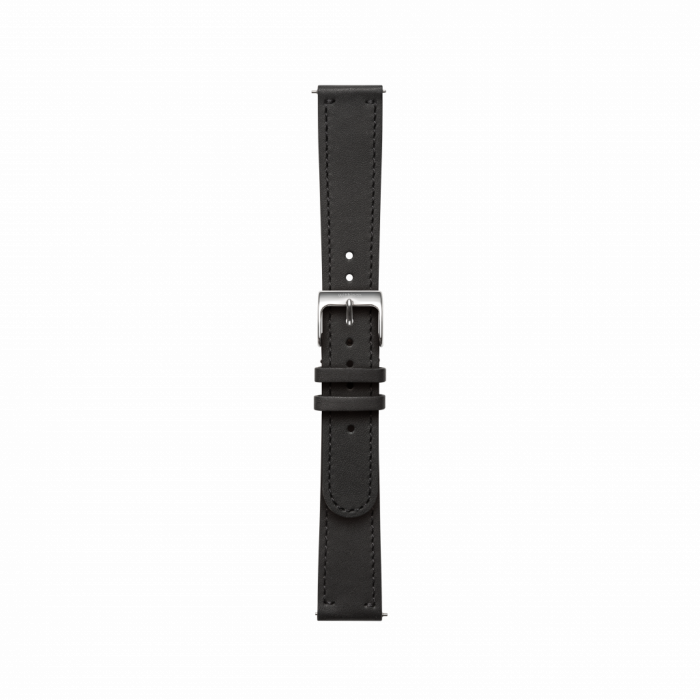 Withings Leather Wristband 18mm w Silver buckle for Scanwatch 38mm, Steel HR 36mm, Withings Move, Move ECG, Steel - Black [2]