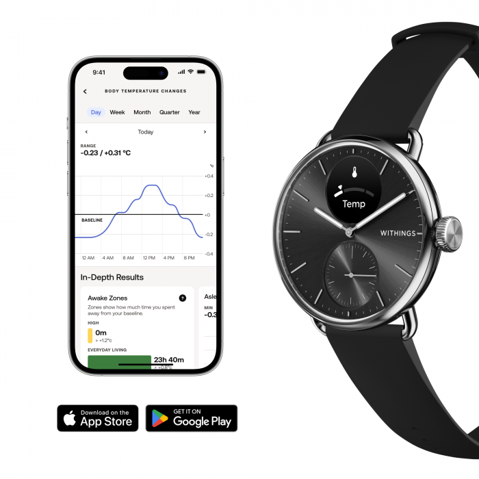Withings Scanwatch 2 / 38mm (Activity, Sleep Tracker, ECG, Temperature, SPO2 / Stainless steel, fkm wristband, sapphire glass) - Black [3]