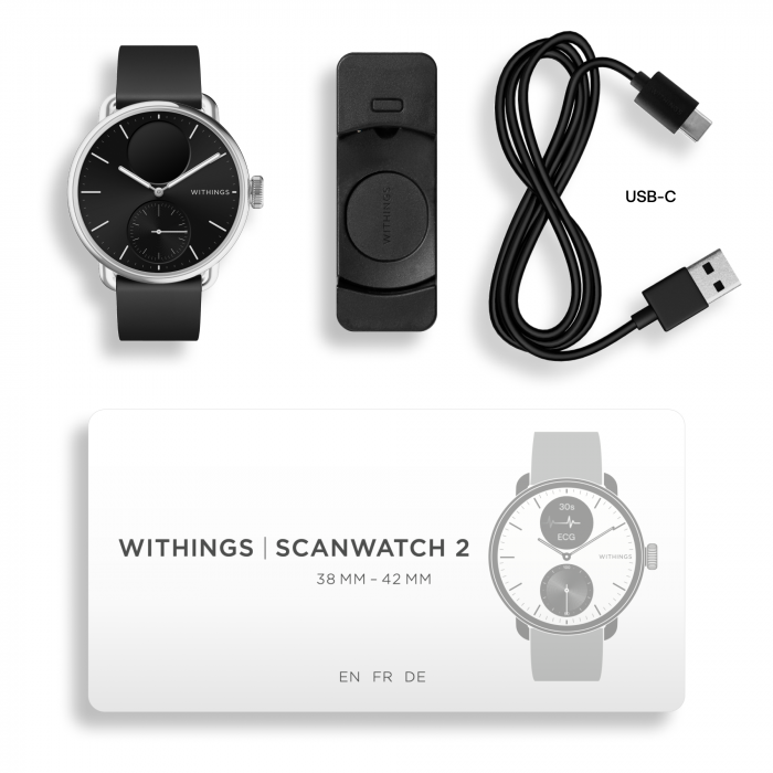 Withings Scanwatch 2 / 38mm (Activity, Sleep Tracker, ECG, Temperature, SPO2 / Stainless steel, fkm wristband, sapphire glass) - Black [4]