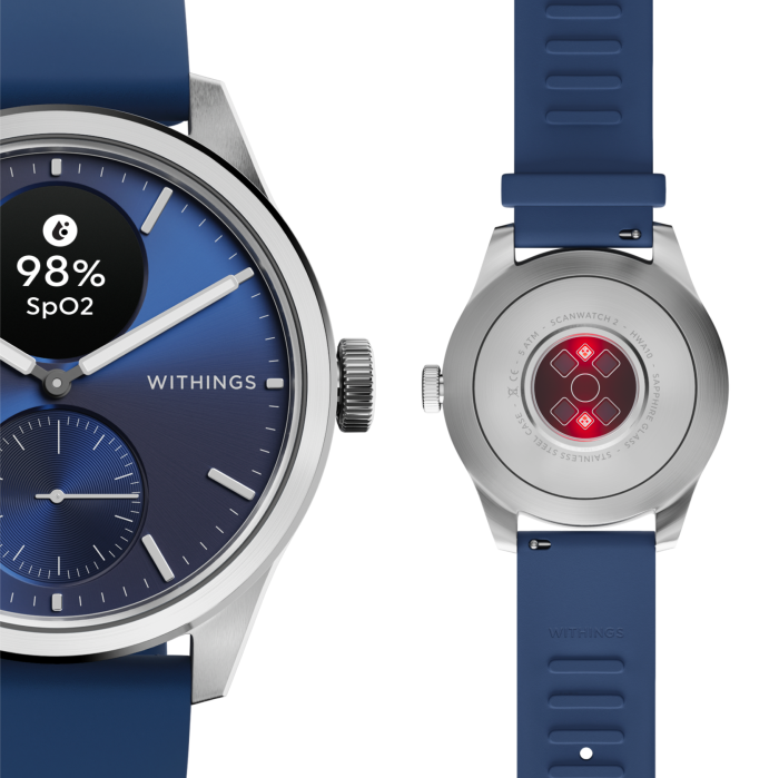 Withings Scanwatch 2 / 42mm (Activity, Sleep Tracker, ECG, Temperature, SPO2 / Stainless steel, fkm wristband, sapphire glass) - Blue [12]