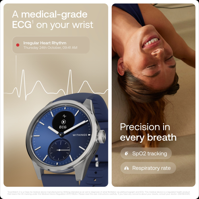 Withings Scanwatch 2 / 42mm (Activity, Sleep Tracker, ECG, Temperature, SPO2 / Stainless steel, fkm wristband, sapphire glass) - Blue [8]