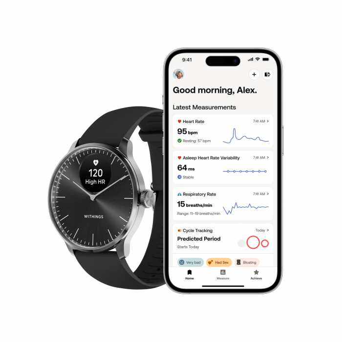 Withings Scanwatch Light / 37mm (Activity, Sleep Tracker / Stainless steel, fkm wristband, sapphire glass) - Black [2]