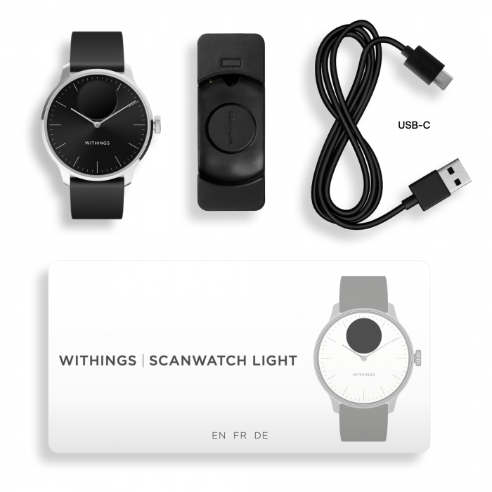 Withings Scanwatch Light / 37mm (Activity, Sleep Tracker / Stainless steel, fkm wristband, sapphire glass) - Black [6]
