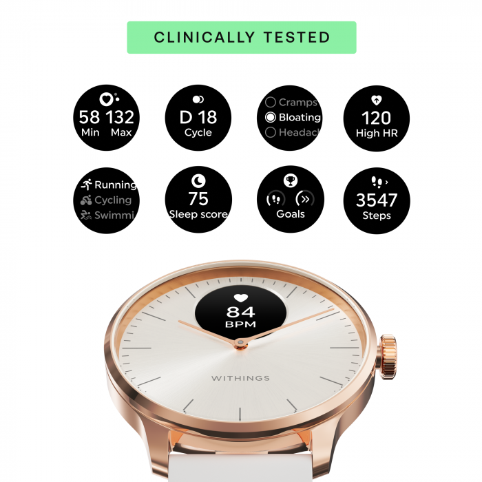 Withings Scanwatch Light / 37mm  (Activity, Sleep Tracker / Stainless steel, fkm wristband, sapphire glass) - Sand [5]