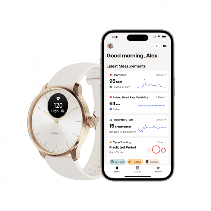Withings Scanwatch Light / 37mm  (Activity, Sleep Tracker / Stainless steel, fkm wristband, sapphire glass) - Sand [4]