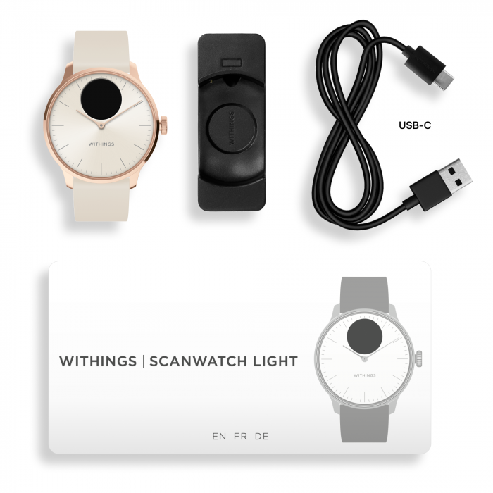 Withings Scanwatch Light / 37mm  (Activity, Sleep Tracker / Stainless steel, fkm wristband, sapphire glass) - Sand [6]