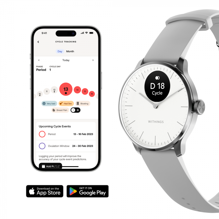 Withings Scanwatch Light / 37mm (Activity, Sleep Tracker / Stainless steel, fkm wristband, sapphire glass) - White [6]