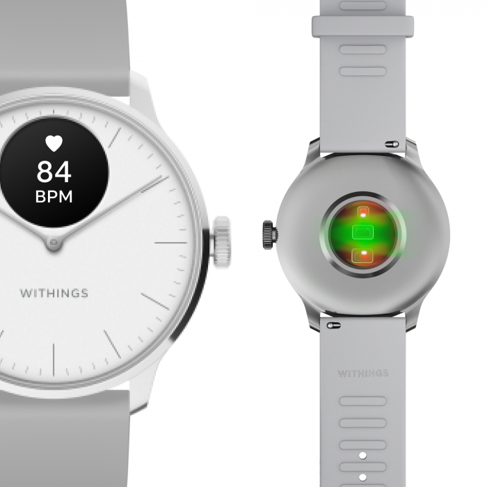 Withings Scanwatch Light / 37mm (Activity, Sleep Tracker / Stainless steel, fkm wristband, sapphire glass) - White [5]
