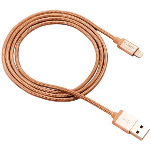 Sisteme PC & Periferice - Charge & Sync MFI braided cable with metalic shell, USB to lightning, certified by Apple, 1m, 0.28mm, Golden