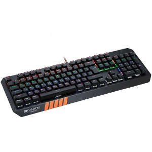 CANYON Hazard GK-6, Wired multimedia gaming keyboard with lighting effect, 108pcs rainbow LED, Numbers 104keys, EN double injection layout, cable length 1.8M, 450.5*163.7*42mm, 0.90kg, color black [2]