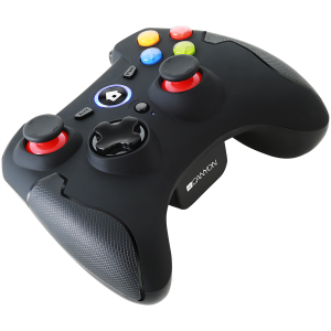 CANYON GP-W6, 2.4G Wireless Controller with Dual Motor, Rubber coating, 2PCS AA Alkaline battery ,support PC X-input mode/D-input mode, PS3, Android/nano size dongle,black [1]
