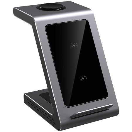 3 in 1 wireless charger Input:5V3A/9V2A/12V1.5A(QC3.0 or PD18W) Wireless: 9V1.1A/5V1.5A (7.5W/10W) Wireless for TWS: 5V 1A(Max) Wireless for Samsung: 5V 0.3A(1.5W), Aluminum+Tempered Glass [2]