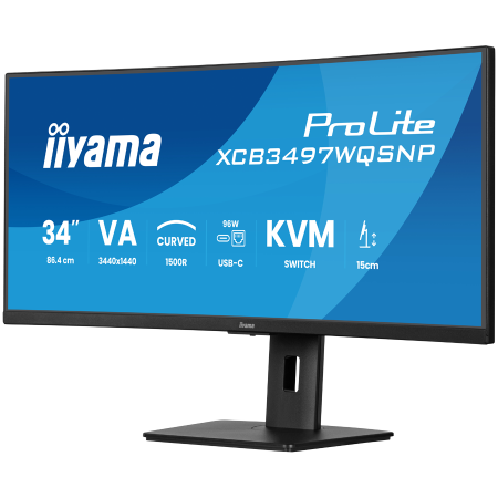 34" UW Curved VA-panel, 3440x1440-120Hz, 350cdm, 0,4ms MPRT, Speakers,USB-C Dock (LAN/KVM/95W PD),DisplayPort, 2xHDMI,USB HUB (2x3.2 2xC) ,Adaptive Sync.15cm Height Adj. Stand [2]