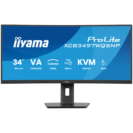 34" UW Curved VA-panel, 3440x1440-120Hz, 350cdm, 0,4ms MPRT, Speakers,USB-C Dock (LAN/KVM/95W PD),DisplayPort, 2xHDMI,USB HUB (2x3.2 2xC) ,Adaptive Sync.15cm Height Adj. Stand [0]