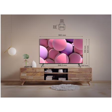 43', UHD, Android TV 11, Black, 3840x2160, 60 Hz, Sound by JVC, 2x12W, 53 kWh/1000h , BT5.1, HDMI ports 4, 24 months [12]